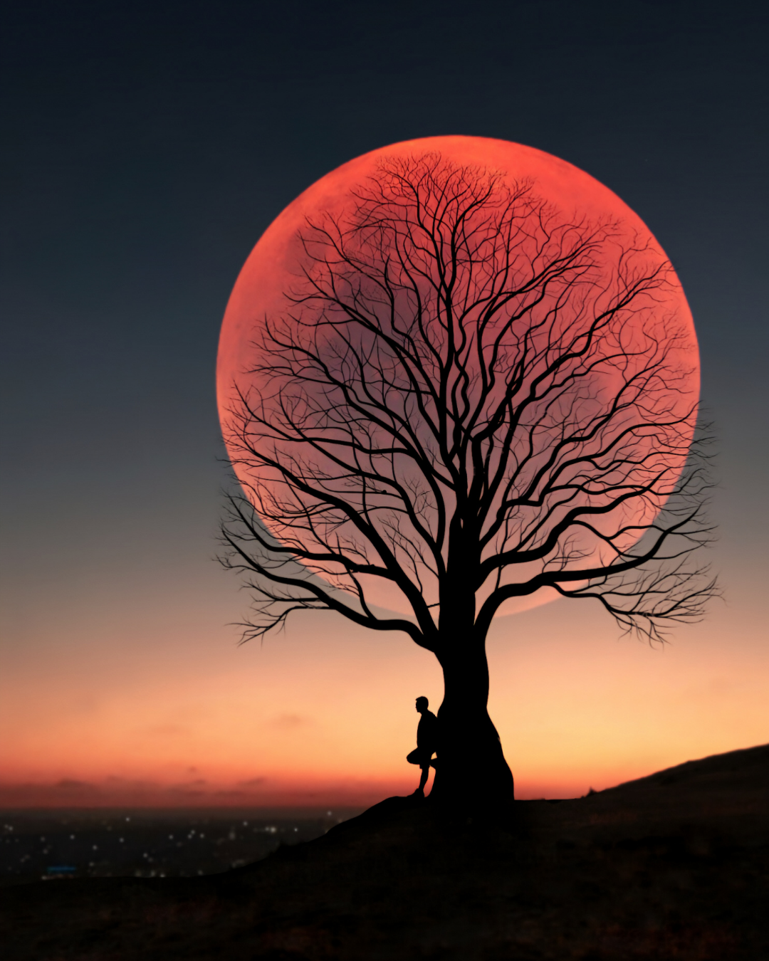 Imagem de lua behind a tree